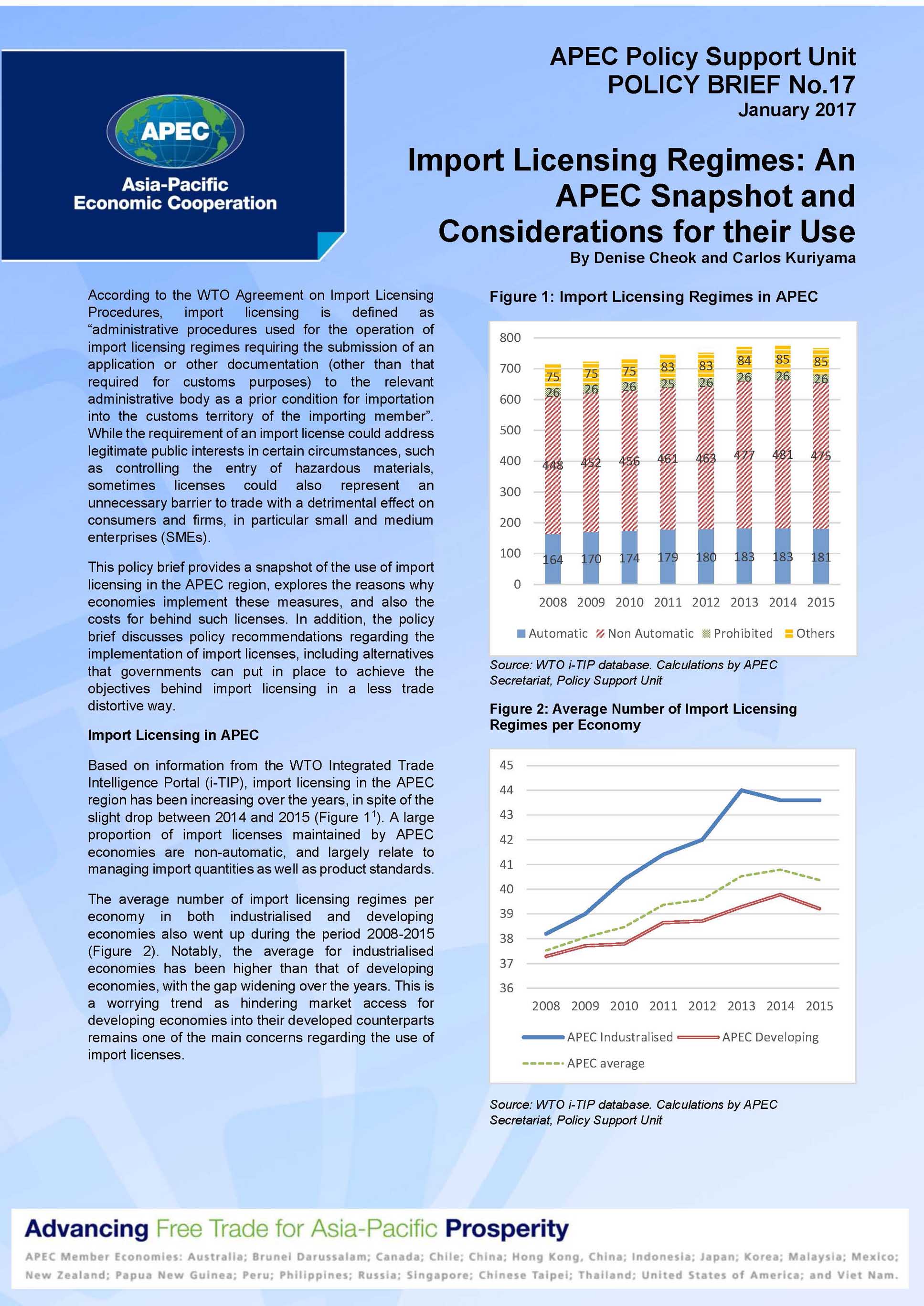 Import Licensing Regimes An APEC Snapshot And Considerations For Their Use