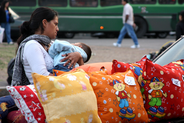 Women working with child